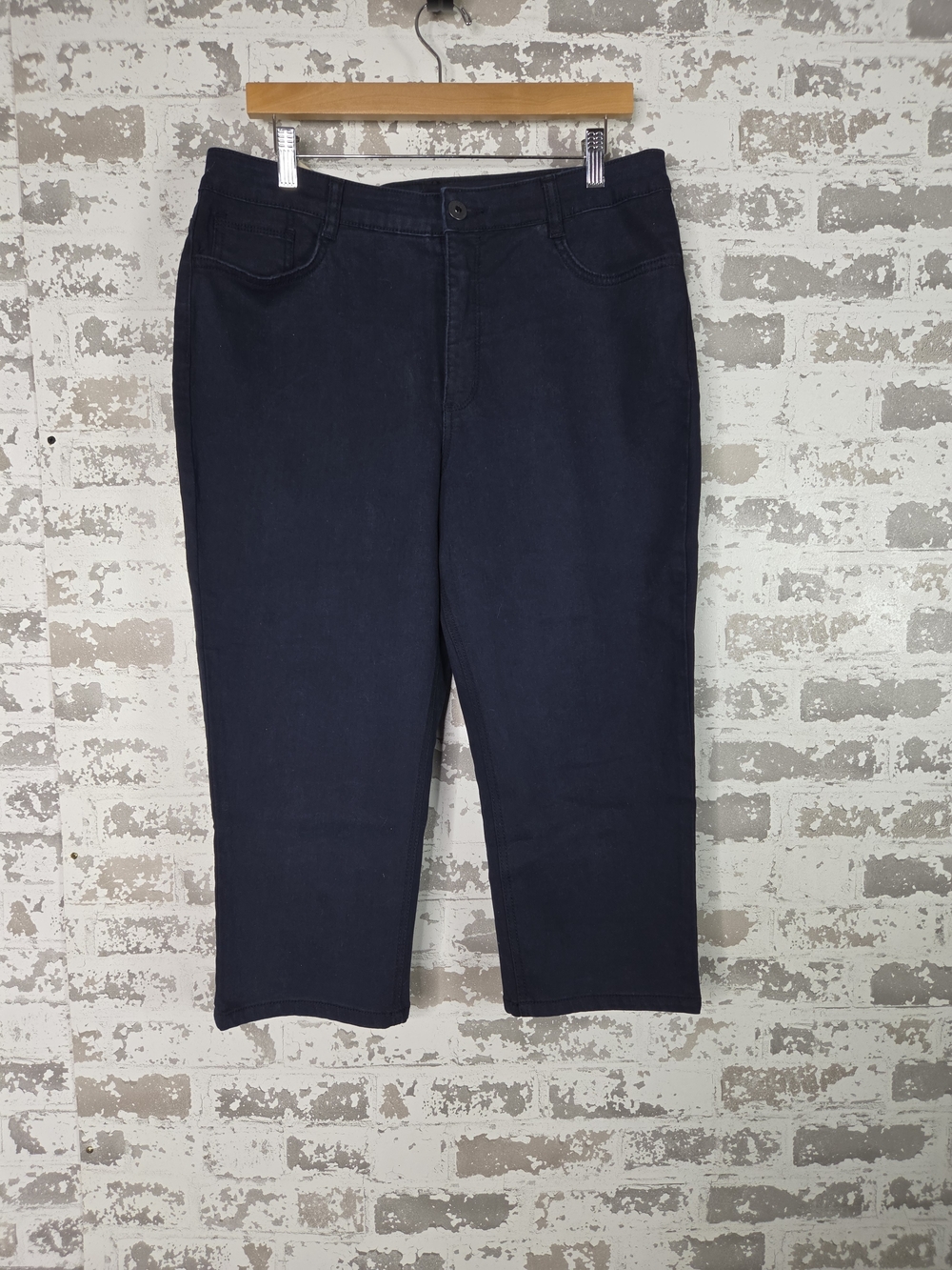 Laura Ashley Dark Wash Crop Capri Pants Dark Blue Denim Sz 16